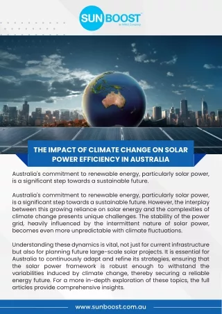 The Impact of Climate Change on Solar Power Efficiency in Australia