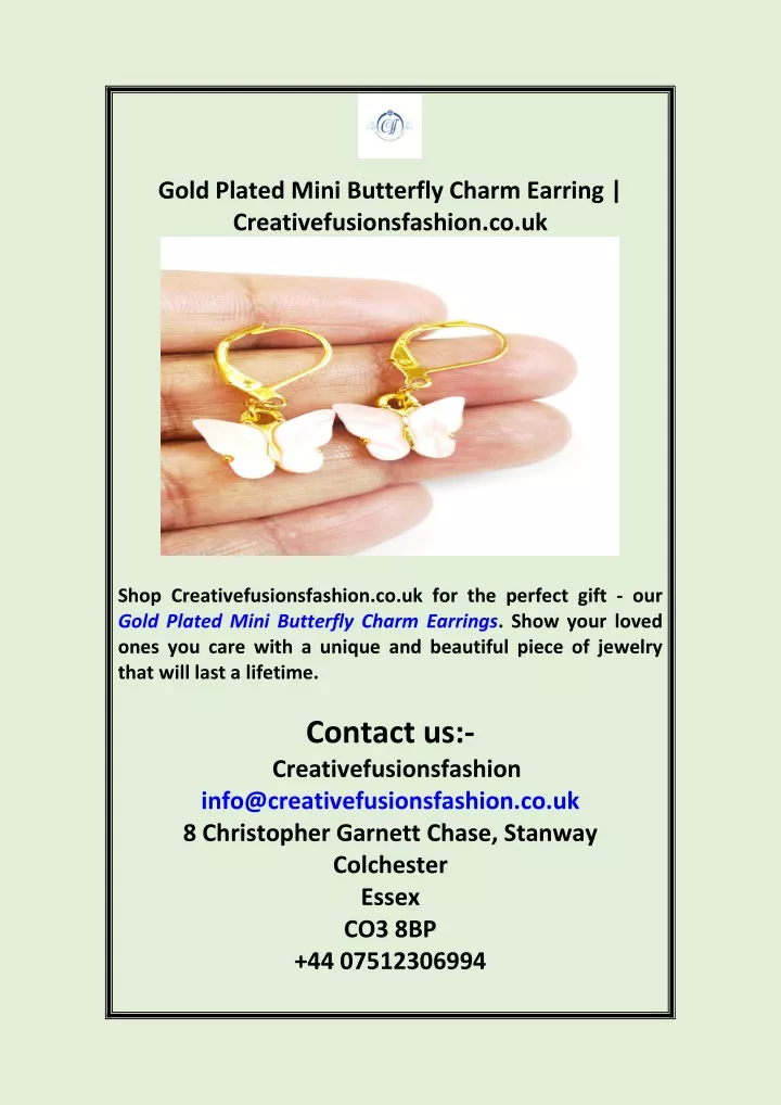 gold plated mini butterfly charm earring