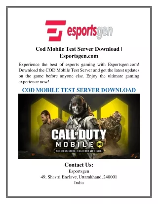 cod mobile test server download esportsgen com
