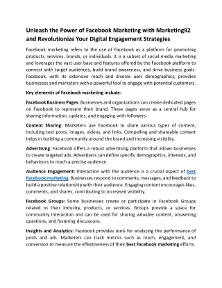 Unleash the Power of Facebook Marketing with Marketing92 and Revolutionize Your Digital Engagement Strategies-1