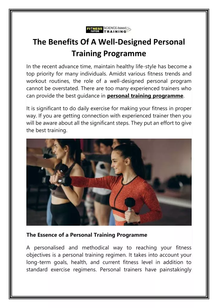 the benefits of a well designed personal training