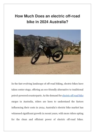 How Much Does an electric off-road bike in 2024 Australia?