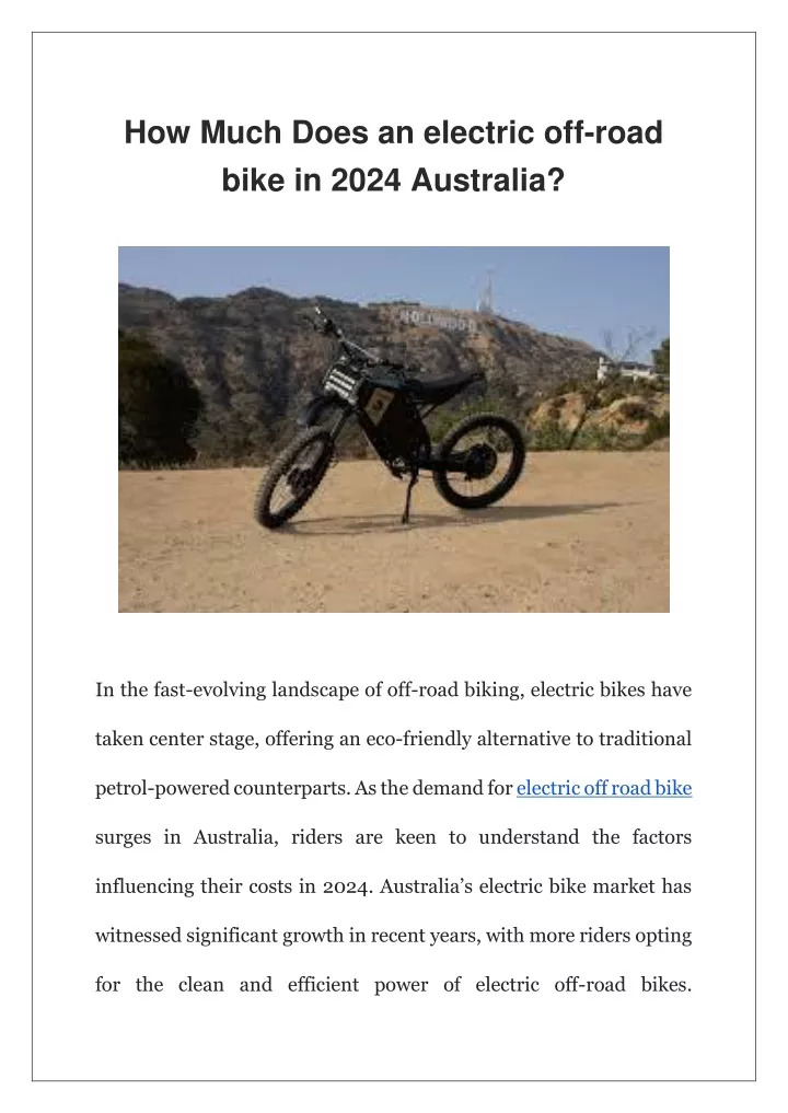 how much does an electric off road bike in 2024