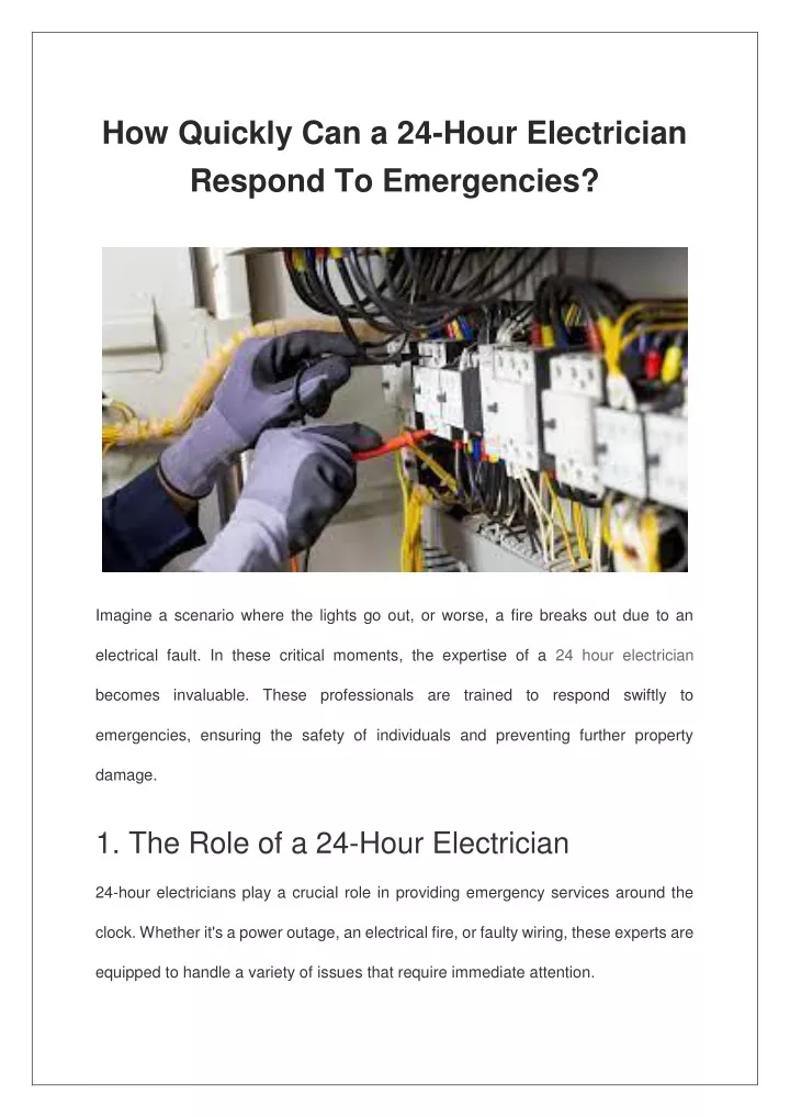 how quickly can a 24 hour electrician respond