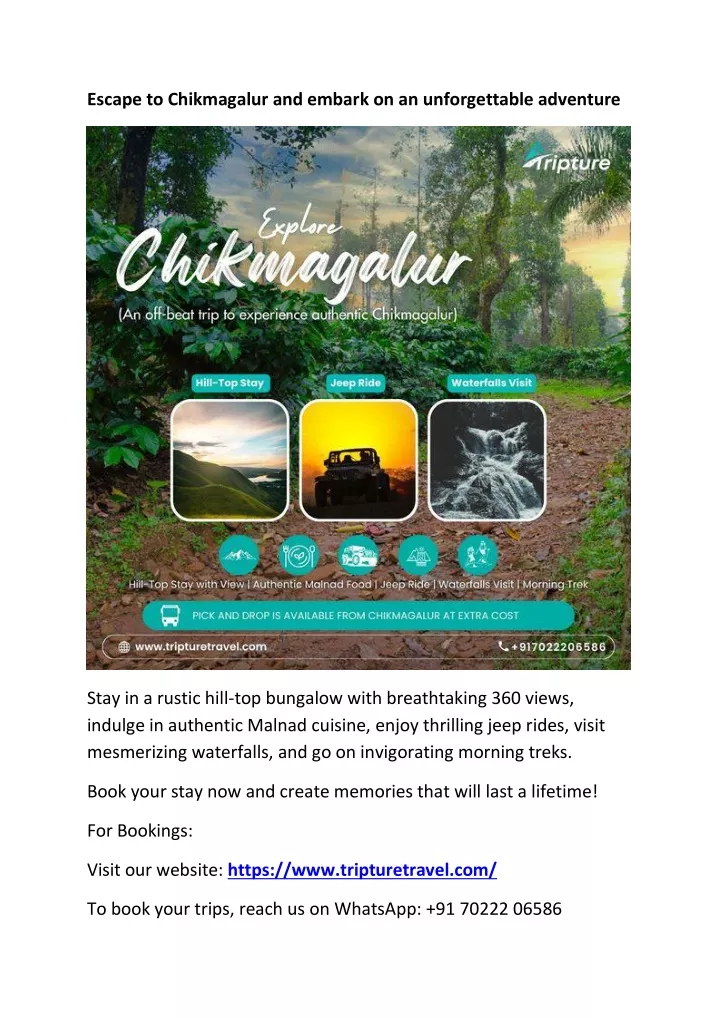 escape to chikmagalur and embark