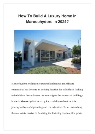 How To Build A Luxury Home in Maroochydore in 2024?