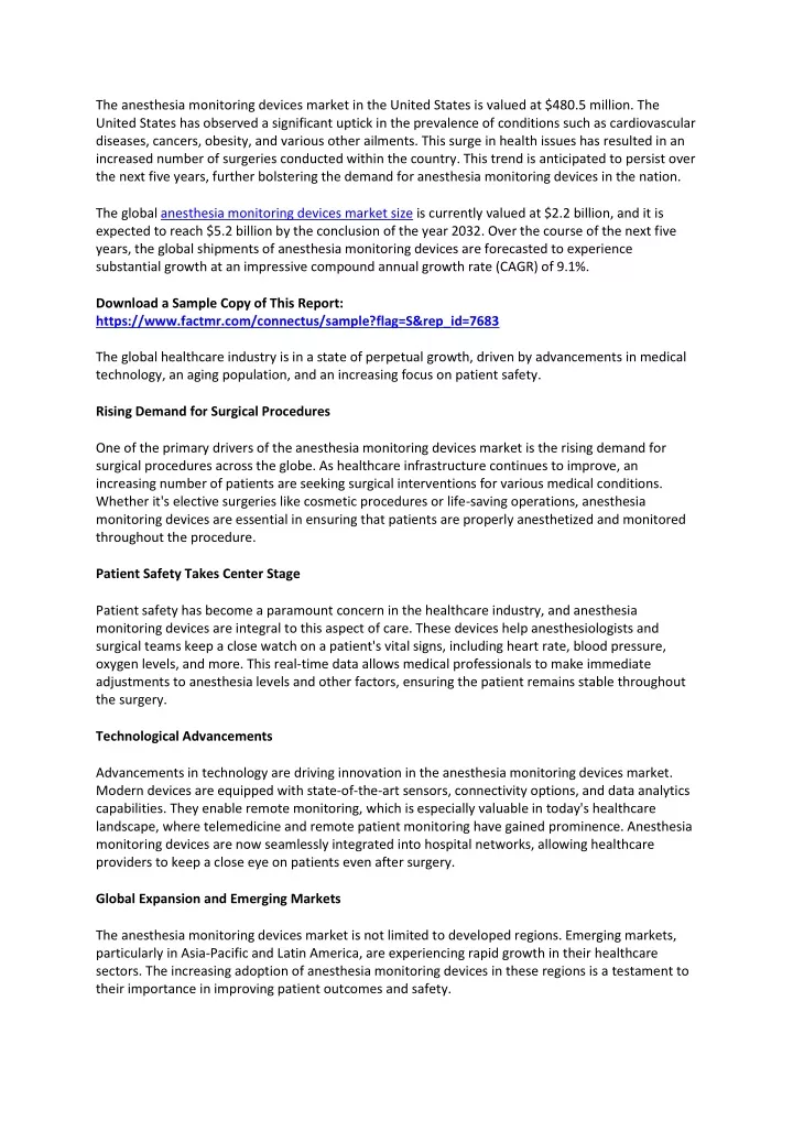 the anesthesia monitoring devices market