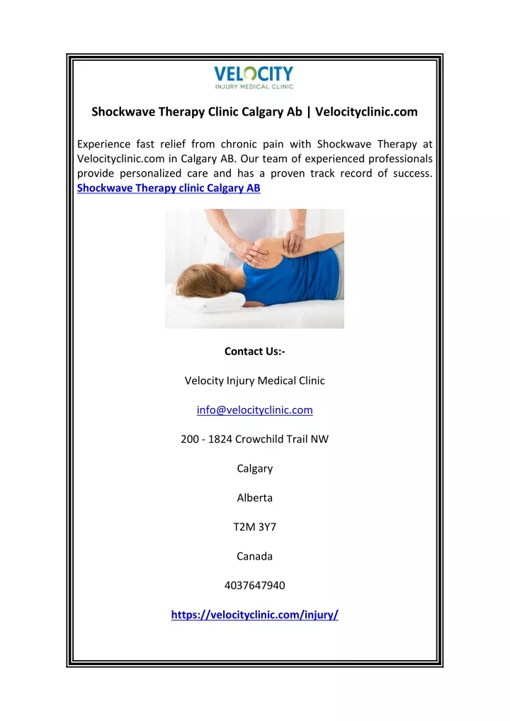 shockwave therapy clinic calgary