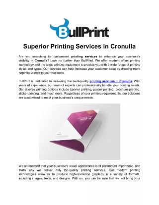 Superior Printing Services in Cronulla