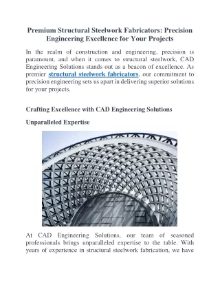 Premium Structural Steelwork Fabricators Precision Engineering Excellence for Your Projects