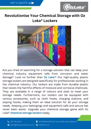 Revolutionise Your Chemical Storage with Oz Loka® Lockers
