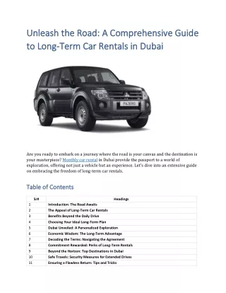 Unleash the Road A Comprehensive Guide to Long term Car Rentals in Dubai