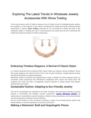 Wholesale Jewelry Accessories