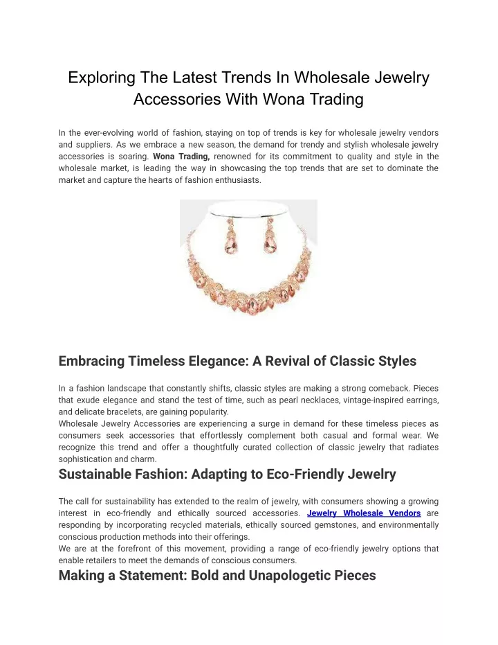 exploring the latest trends in wholesale jewelry