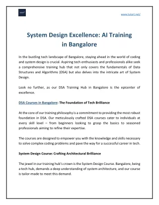 System Design Excellence AI Training in Bangalore