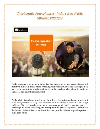 Charismatic Powerhouses: India’s Best Public Speaker Emerges