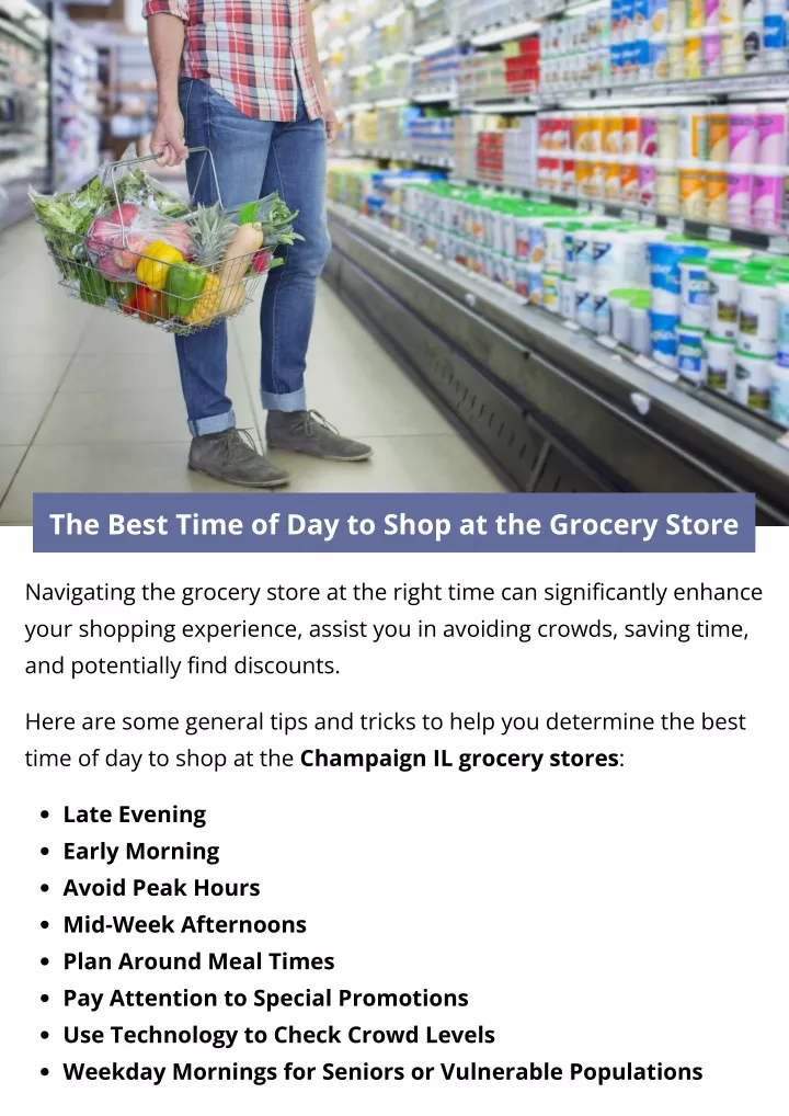 the best time of day to shop at the grocery store