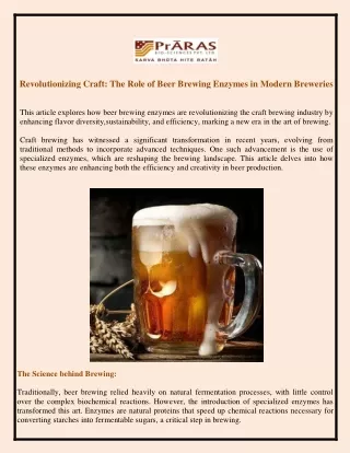 Revolutionizing Craft The Role of Beer Brewing Enzymes in Modern Breweries