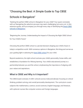 choosing the best a simple guide to top cbse