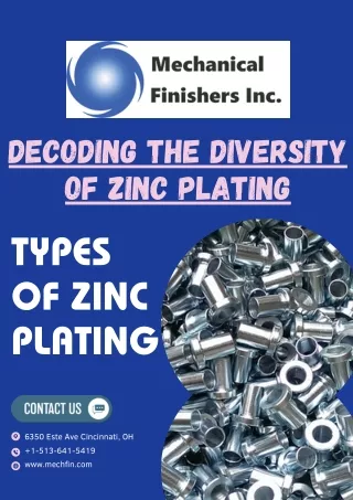 Decoding the Diversity of Zinc Plating - Types of Zinc Plating - www.mechfin.com
