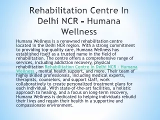 Rehabilitation Centre In Delhi NCR - Humana Wellness