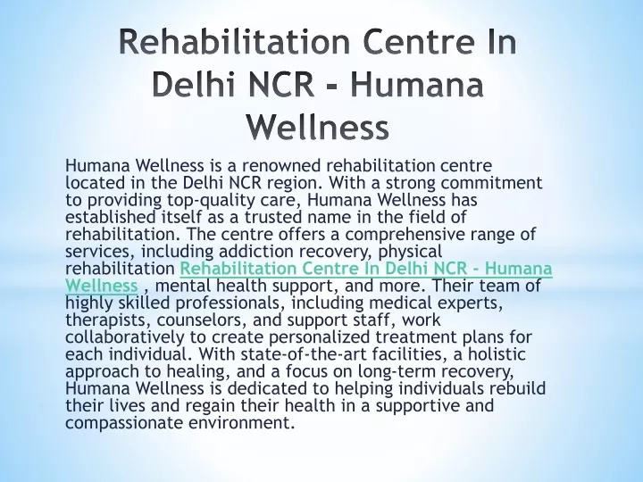 rehabilitation centre in delhi ncr humana wellness