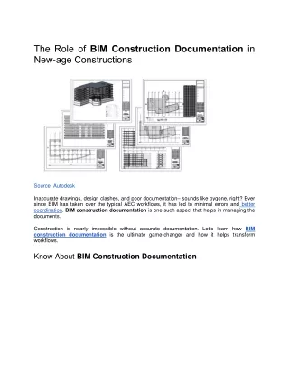 The Role of BIM Construction Documentation in New-age Constructions