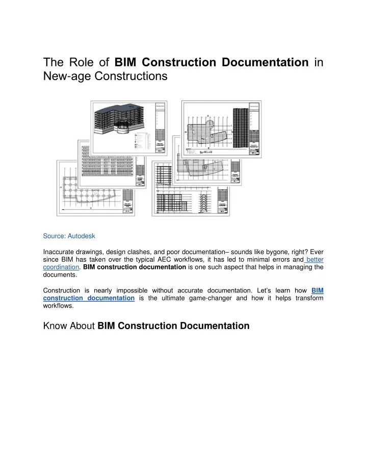 the role of bim construction documentation