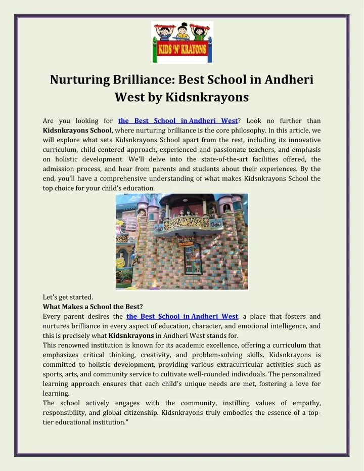 nurturing brilliance best school in andheri west