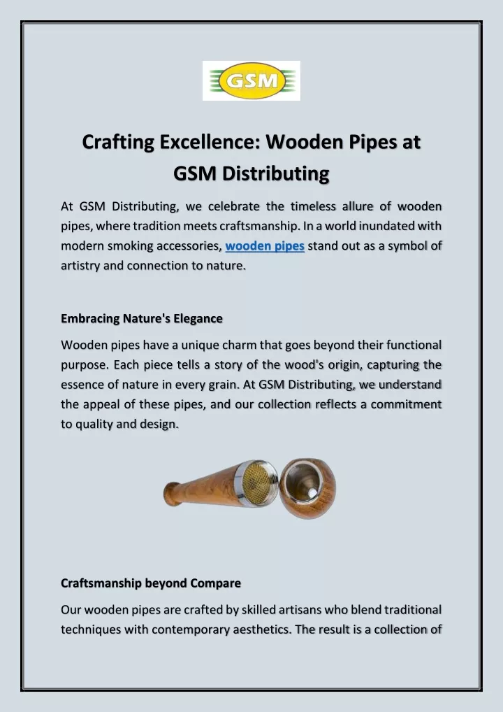 crafting excellence wooden pipes