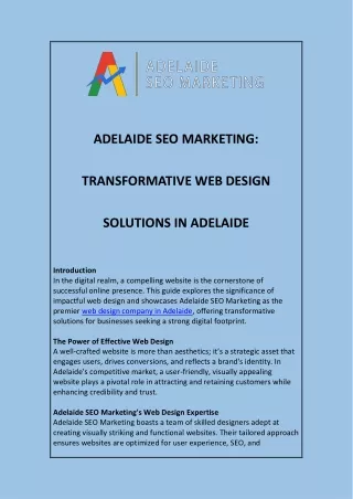 Web Design Company Adelaide by Adelaide SEO Marketing