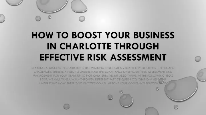how to boost your business in charlotte through effective risk assessment