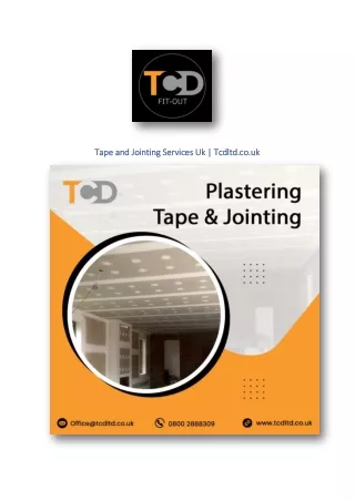 Tape and Jointing Services Uk | Tcdltd.co.uk