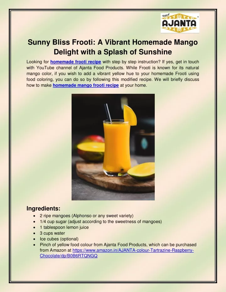 sunny bliss frooti a vibrant homemade mango