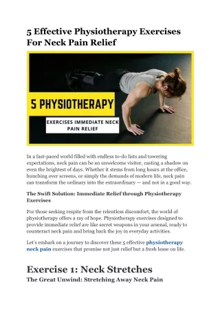 5 Effective Physiotherapy Exercises For Neck Pain Relief