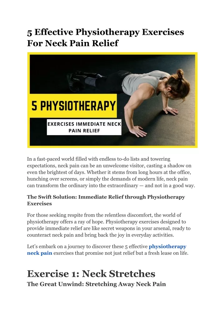 5 effective physiotherapy exercises for neck pain