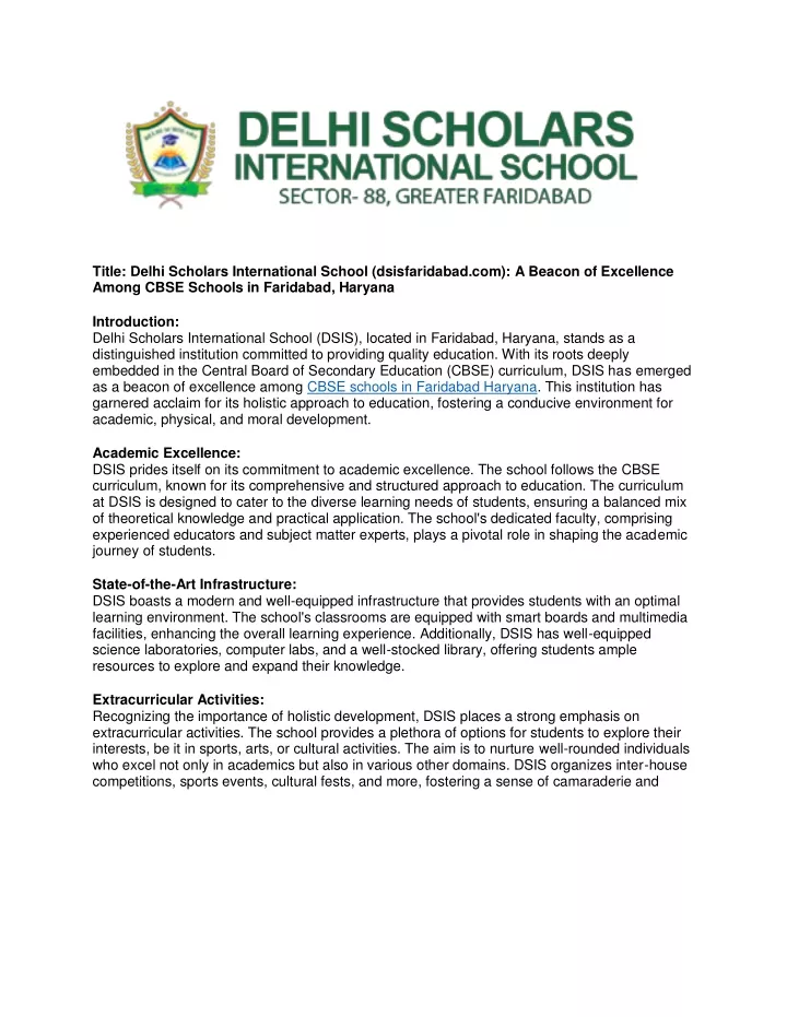 title delhi scholars international school