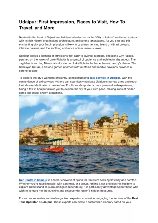 Udaipur_ First Impression, Places to Visit, How To Travel, and More