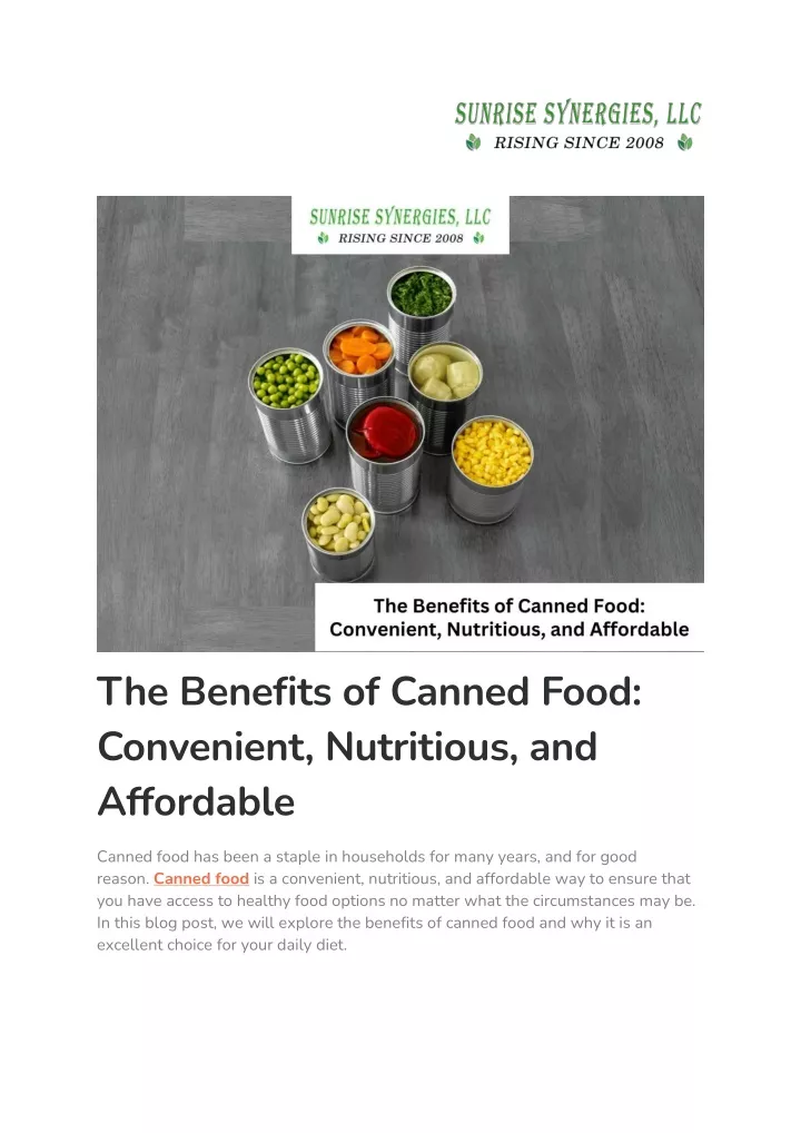 the benefits of canned food convenient nutritious
