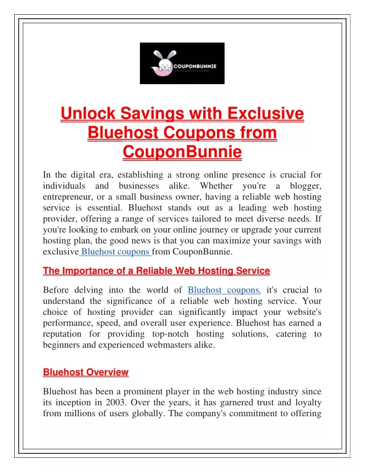 unlock savings with exclusive bluehost coupons
