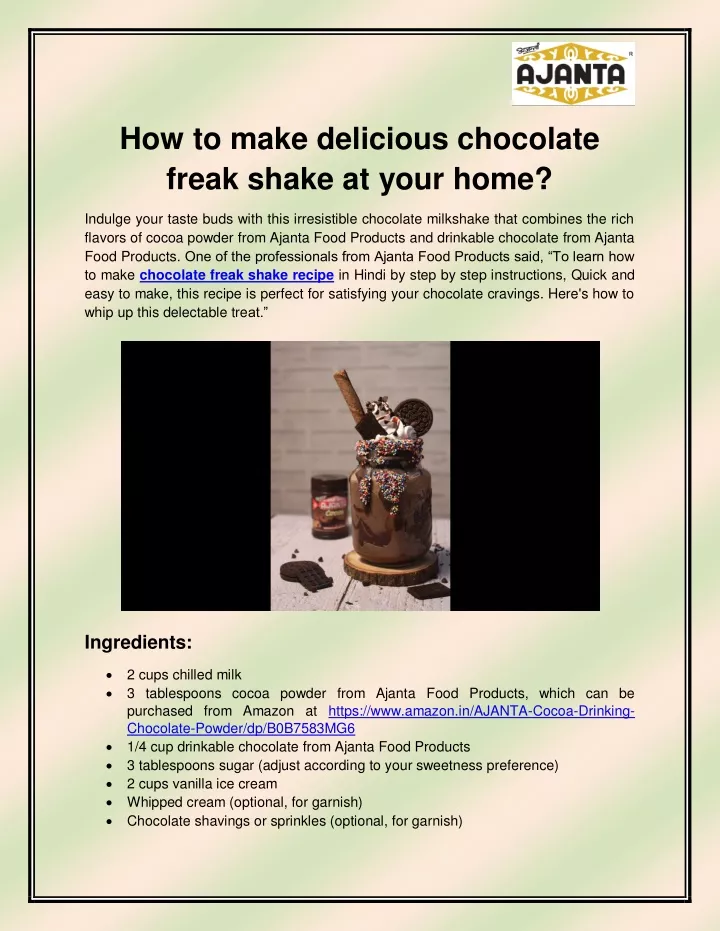 how to make delicious chocolate freak shake