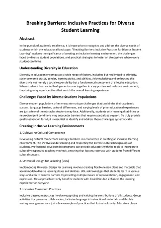 breaking barriers inclusive practices for diverse