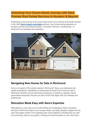 Unlocking Your Dream Home Journey with Sara_ Premier Real Estate Services in Houston & Beyond-www.sgrealtyexp.com