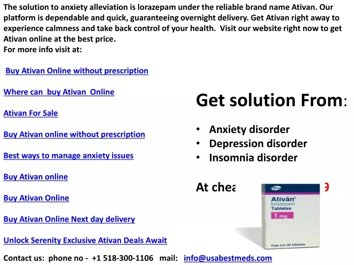 the solution to anxiety alleviation is lorazepam