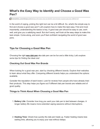 what s the easy way to identify and choose a good