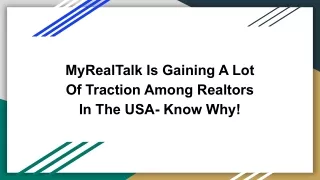 MyRealTalk Is Gaining A Lot Of Traction Among Realtors In The USA- Know Why!
