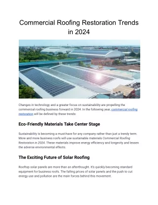 Commercial Roofing Restoration Trends in 2024