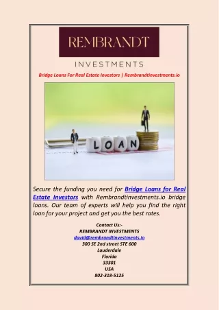 Bridge Loans for Real Estate Investors