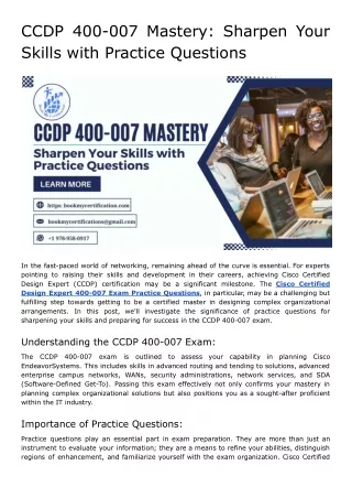 CCDP 400-007 Mastery_ Sharpen Your Skills with Practice Questions