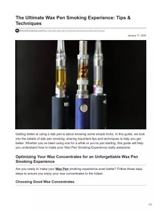 the ultimate wax pen smoking experience tips